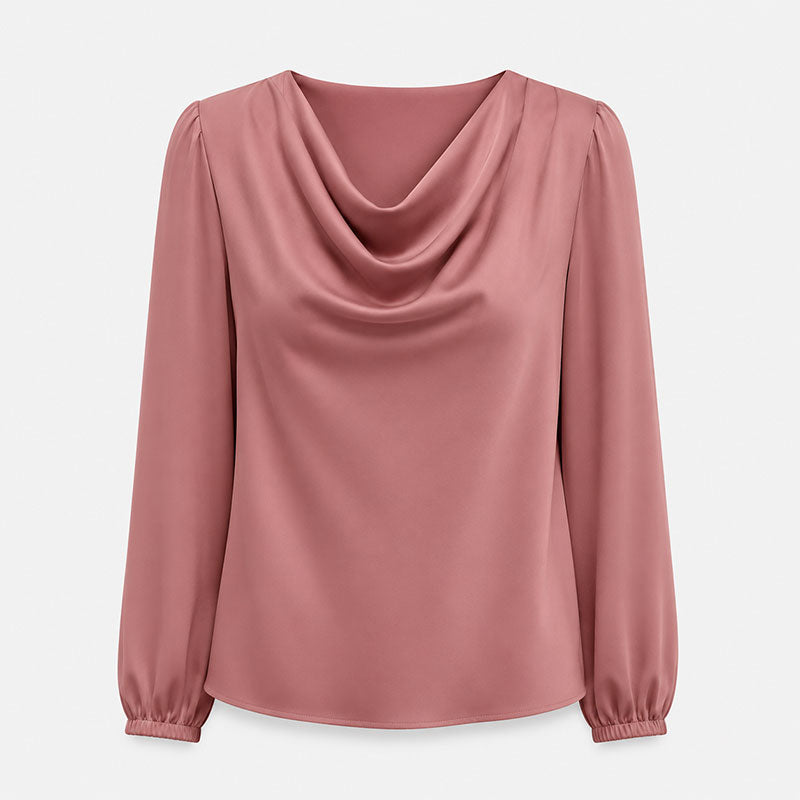Blusa Drappeggiata con Scollo Morbido