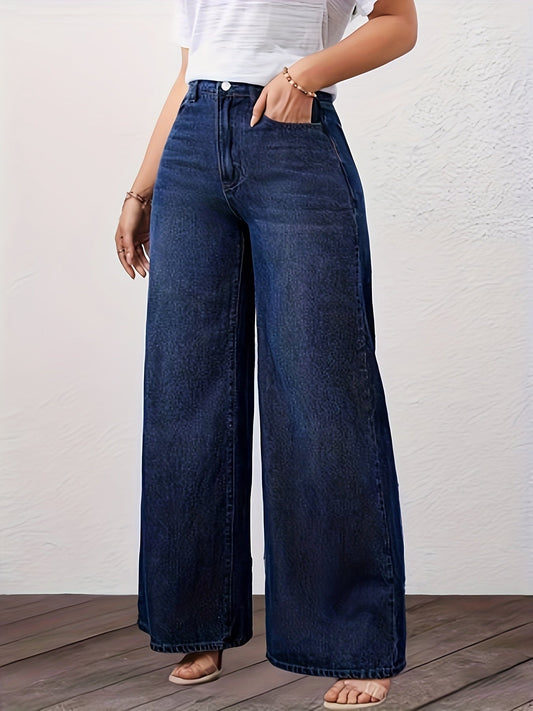 Ottavia Rosa | Pantaloni Donna in Denim Scuro a Vita Alta e Gamba Larga