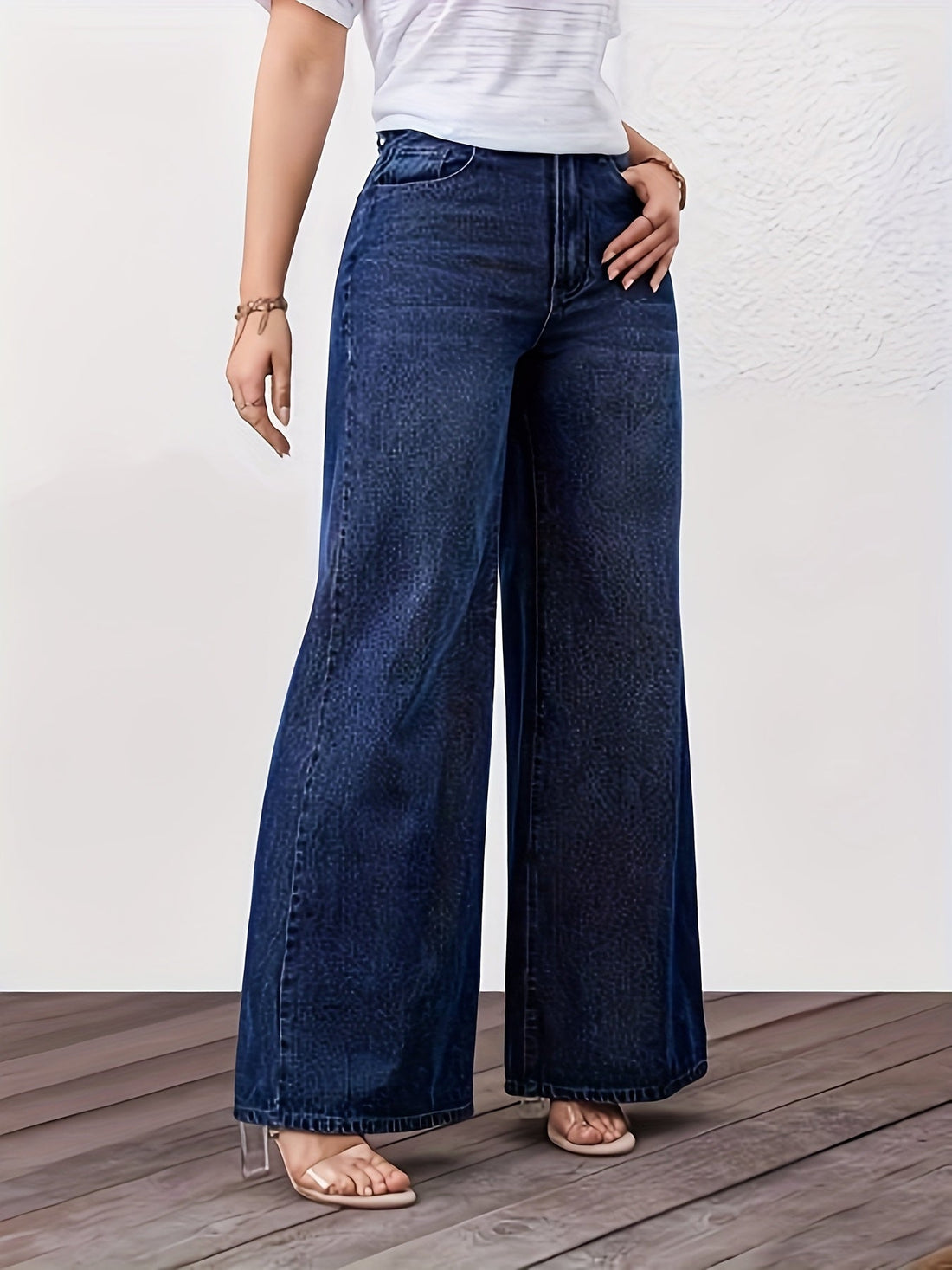 Ottavia Rosa | Pantaloni Donna in Denim Scuro a Vita Alta e Gamba Larga - Lisa Ferrari Firenze