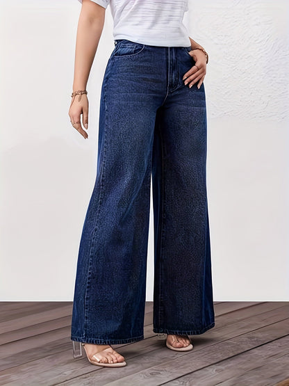 Ottavia Rosa | Pantaloni Donna in Denim Scuro a Vita Alta e Gamba Larga