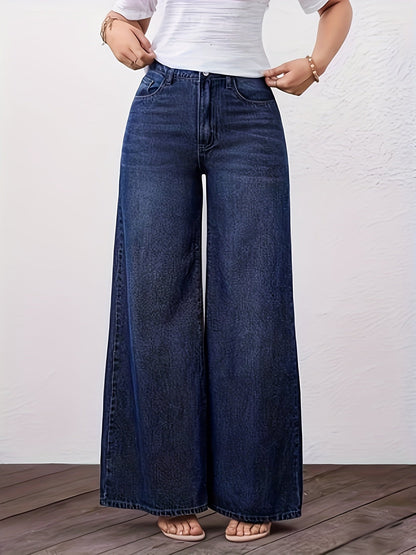 Ottavia Rosa | Pantaloni Donna in Denim Scuro a Vita Alta e Gamba Larga