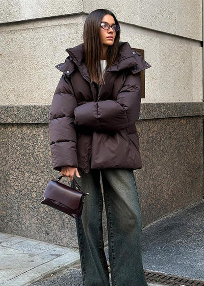 Piumino Donna Oversize con Cappuccio Rimovibile