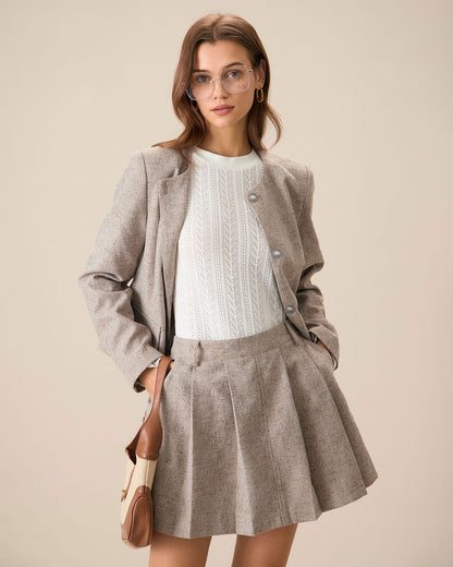 Giacca Donna Khaki con Collo Rotondo Elegante