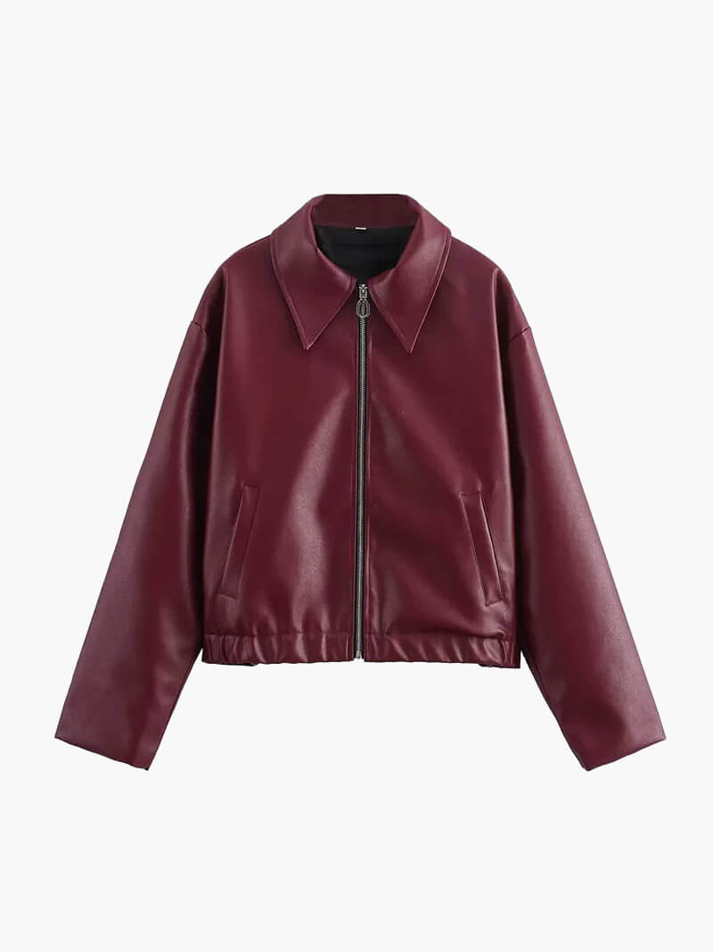 Dettagli Giacca Biker Donna Oversize in Ecopelle