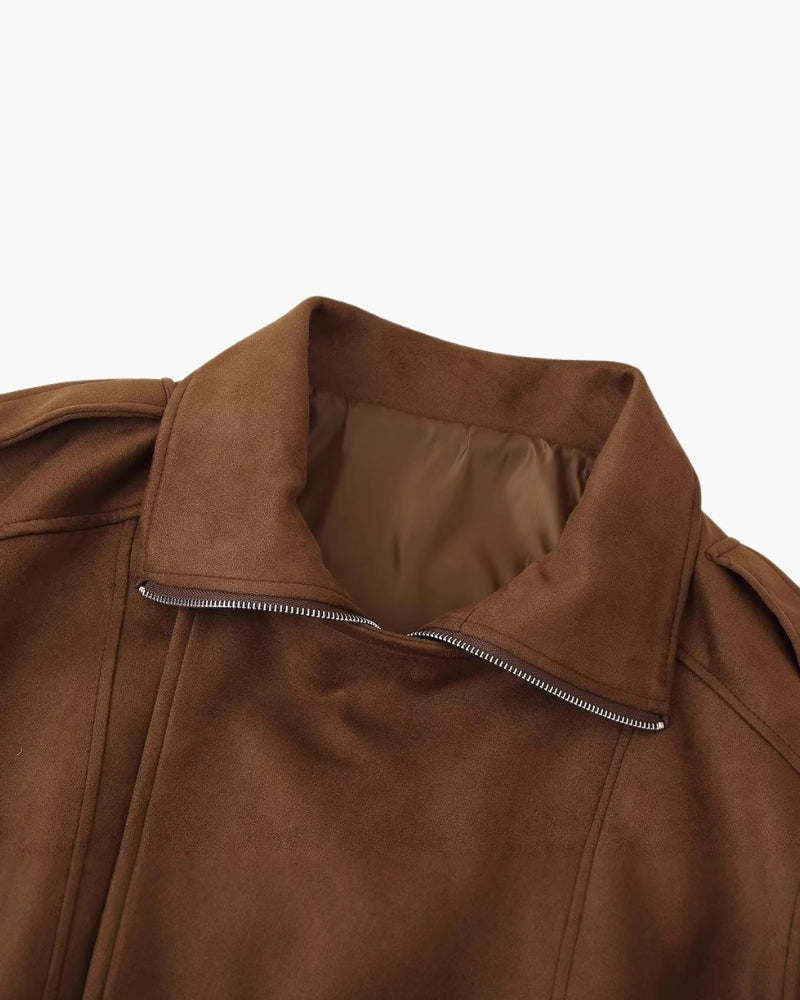 Giacca Drappeggiata Effetto Camoscio