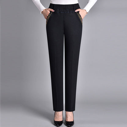 Wanda Rosa | Pantaloni Donna in Denim Scuro a Vita Elasticizzata e Gamba Larga