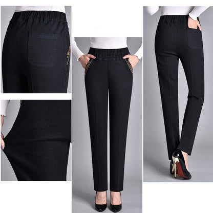 Wanda Rosa | Pantaloni Donna in Denim Scuro a Vita Elasticizzata e Gamba Larga